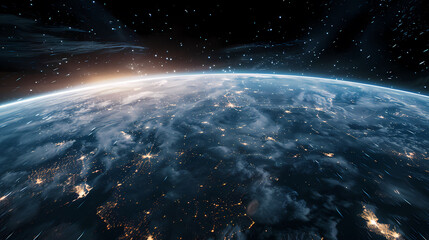 Fototapeta premium Wide angle shot of Earth from space