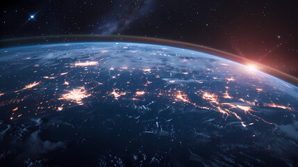 Wide angle shot of Earth from space