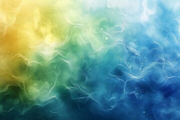 Blue, green, yellow and blue blob, high quality, high resolution