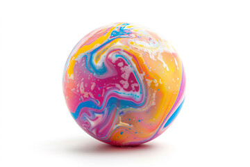 Colorful Soap Ball on White Background with Text Space (generative AI)