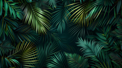 Fototapeta na wymiar Dark green tropical leaves background