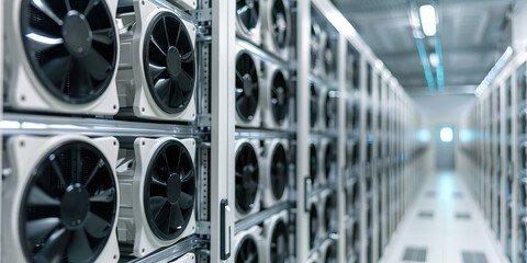 A clean room hums as powerful fans keep server racks cool and running smoothly
