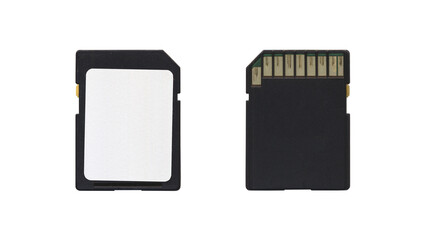Set of black SD Disk Mockup, isolated memory cards in transparent background