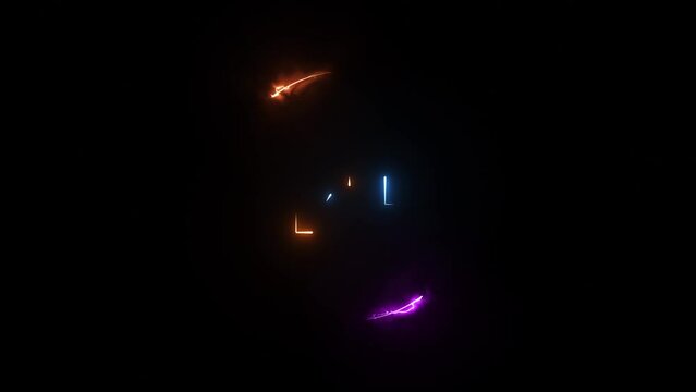 10 second countdown timer animation with neon number text glowing from 10 to 1 with interesting circle animation. Top ten countdown animation text , neon light numbers from 10 to 1