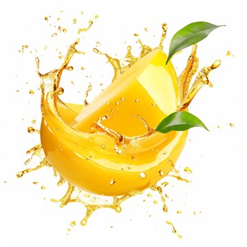 Fresh and Fruity: Mango Splash Design on White Background, fruity, dilicious, summer art
