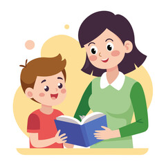 Vector art
Little kid learn how to read with teacher