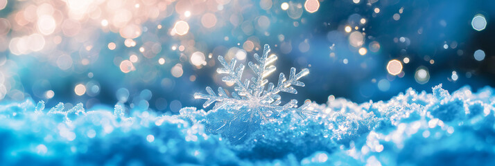 Winter horizontal christmas background with snow outside