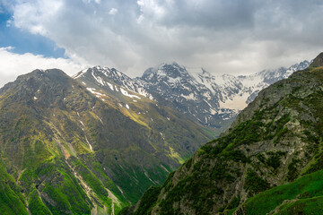 A picturesque Deep mountain gorge in the North Caucasus. Russia