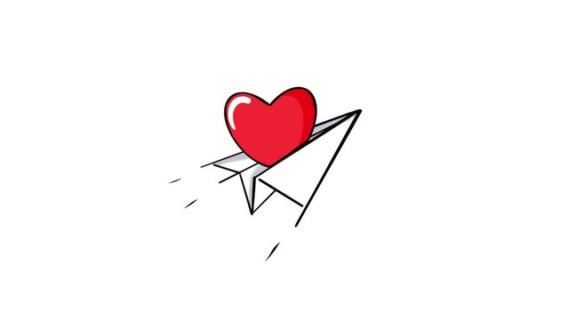 red heart on white plane papper