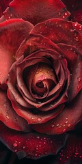 Elegant Red Rose With Water Droplets