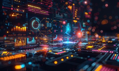 Fototapeta premium Abstract digital marketing concepts, vibrant graphics representing global connectivity and online growth