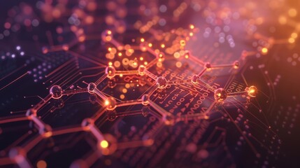 Fototapeta premium Show Glow HUD icon of nanotechnology with Glow HUD big Icon of a molecular structure