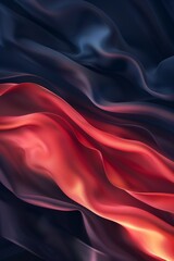 Obraz premium An abstract background featuring smooth, flowing waves in shades of red and dark blue