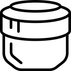 Black and white digital line drawing of an empty glass jar with a lid, clear and simple design