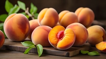 Juicy, ripe peaches, organic produce that is healthy and ideal for a vegan or clean eating lifestyle
