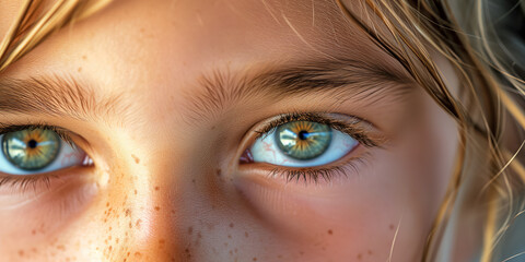 Fototapeta premium A girl with green eyes and brown hair