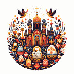 Russian orthodox church day vector in white background 
