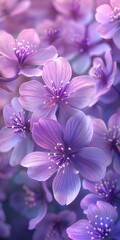 Cluster of Blooming Purple Miosotis Flowers