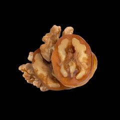 Walnut sausage on black background Turkish dessert