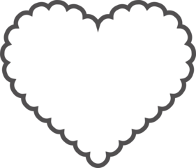 Scallop edge heart frame. Outline shape with lace