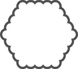 Scallop edge hexagon frame. Outline shape with lace