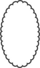 Scallop edge ellipse frame. Oval outline shape with lace