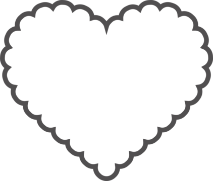 Scallop edge heart frame. Outline shape with lace