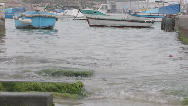 Marsaxlokk harbour, Malta on a very windy day