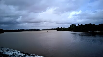 Kalu Ganga in Sri Lanka Kaluthara. River landscape.