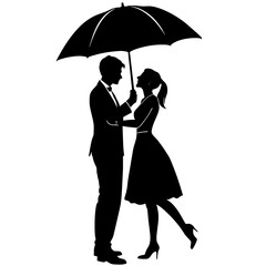 a realistic beautiful couple in black silhouette isolated on a white background