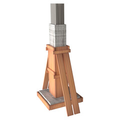 3d RCC columns rendering, concrete columns under construction. column shuttering. rod in columns.