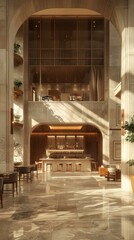 Bright and Comfortable Modern Hotel Lobby Interior