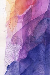Vibrant Watercolor Painting of Purple and Orange Leaves. Generative AI
