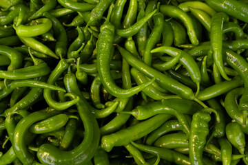 Fresh green pepper sold in the market
