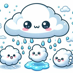 Playful Cloud and Raindrop Characters