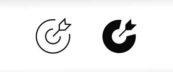 target icon. dart board. archery board. dartboard vector icon. Grey aim, arrow, Idea concept, perfect hit, winner, target goal icon. Success abstract pin logo
