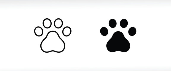 paw print icon, Cat pawprint. Animal tracks logo. Animal footprint icons button, vector, sign, symbol, logo, illustration, editable stroke, flat design style isolated on white linear pictogram