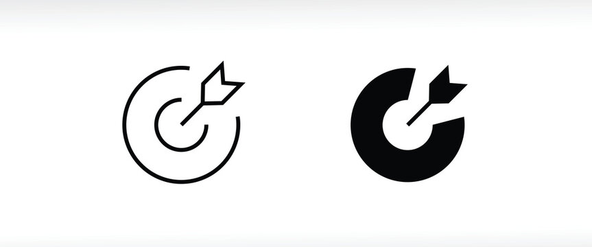 target icon. dart board. archery board. dartboard vector icon. Grey aim, arrow, Idea concept, perfect hit, winner, target goal icon. Success abstract pin logo