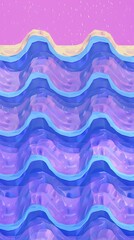 Abstract purple and blue wave pattern flowing gracefully on a vibrant pink background