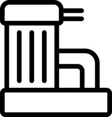 Simplified industrial machine icon with a black outline on a white background