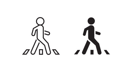 pedestrian line and flat icons set, editable stroke isolated on white, linear vector outline illustration, symbol logo design style