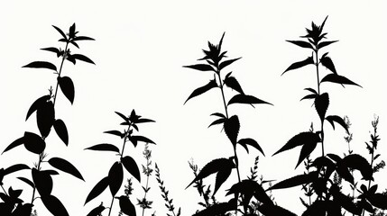 Plant silhouette in black on white background