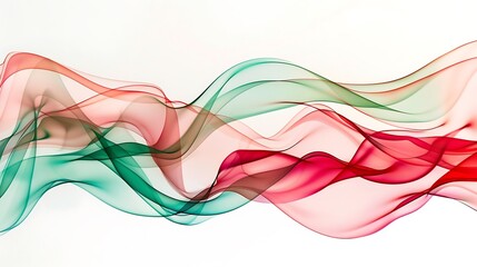 red , green and pink waves on white background.