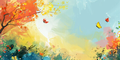 A young artist's vision unfolds in a tapestry of vibrant hues, depicting an enchanting world brimming with creativity and wonder