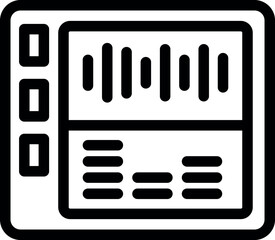 Fototapeta premium Vector illustration of a stylized digital tablet displaying a spreadsheet, in a black and white icon format
