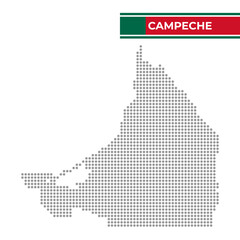 Dotted map of the State of Campeche in Mexico