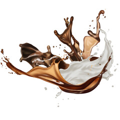 coffee and milk splashes On transparent background 