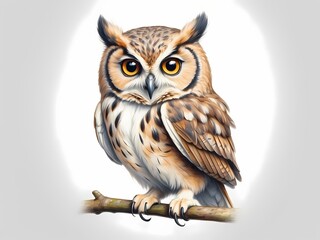 Naklejka premium A quality colored pencil drawing of a cute and lovely Owl