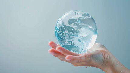 Environmental Protection: Hand Holding Globe for World Water Day
