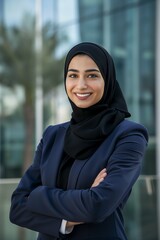 Elegant Emirati Businesswoman, Confident Hijabi Executive